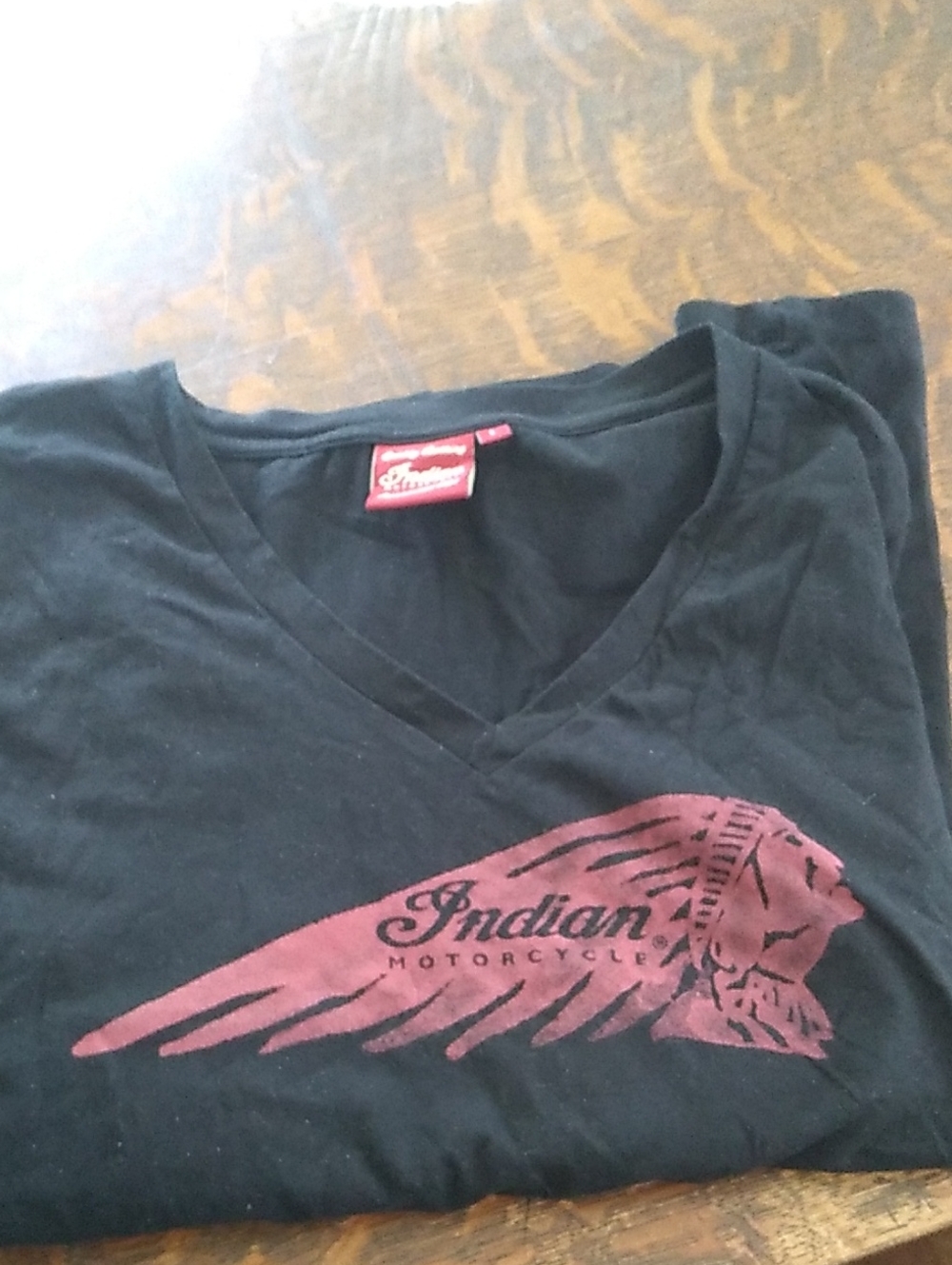 Authetic Indian Motorcycle Black V-Neck Tee LG